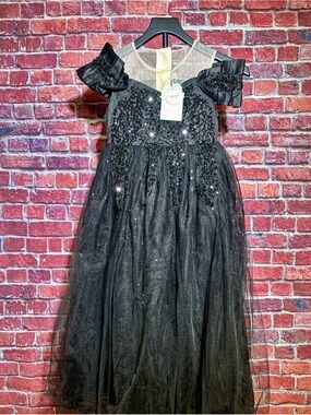 Black Sequin Tulle Formal Dress for Girls - Elegant Party Gown